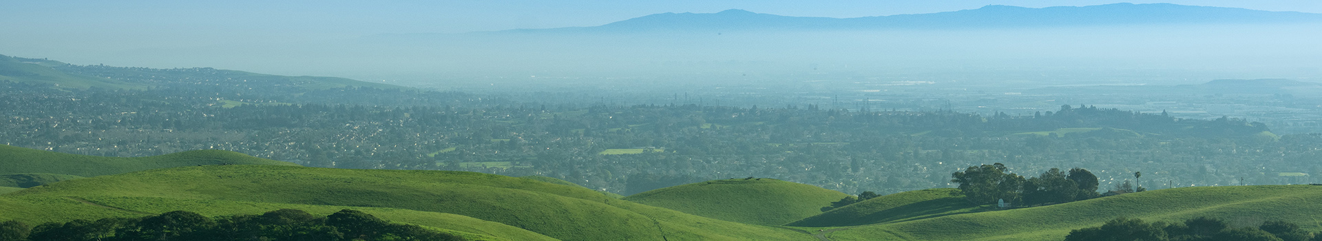 Landscape view of Fremont and the San Francisco Bay from the hills
