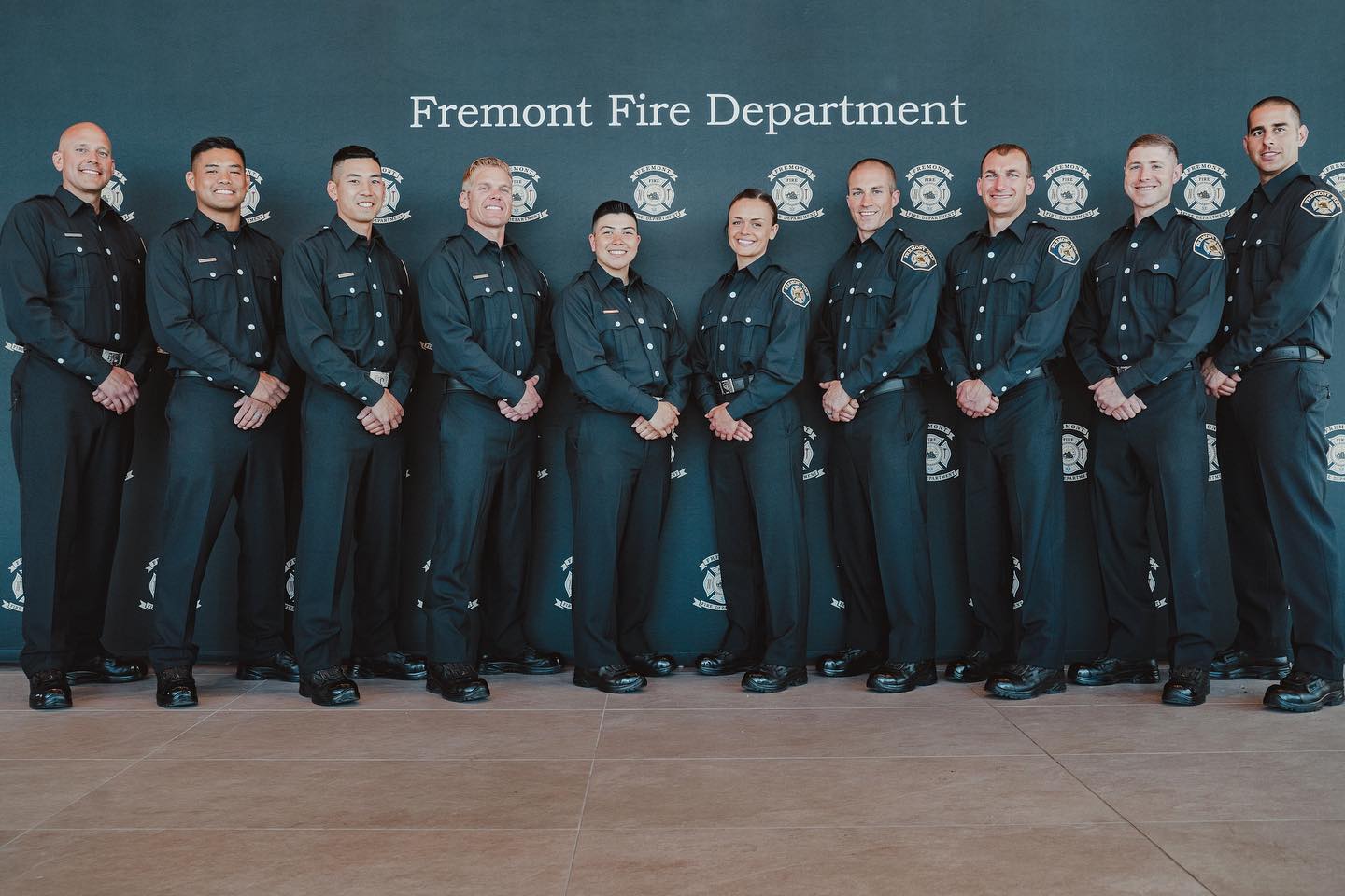 Fremont fire fighters lined up