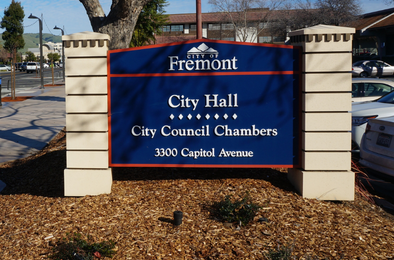 City Hall Sign in parking lot
