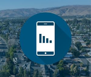View of Fremont with icon of chart on mobile device